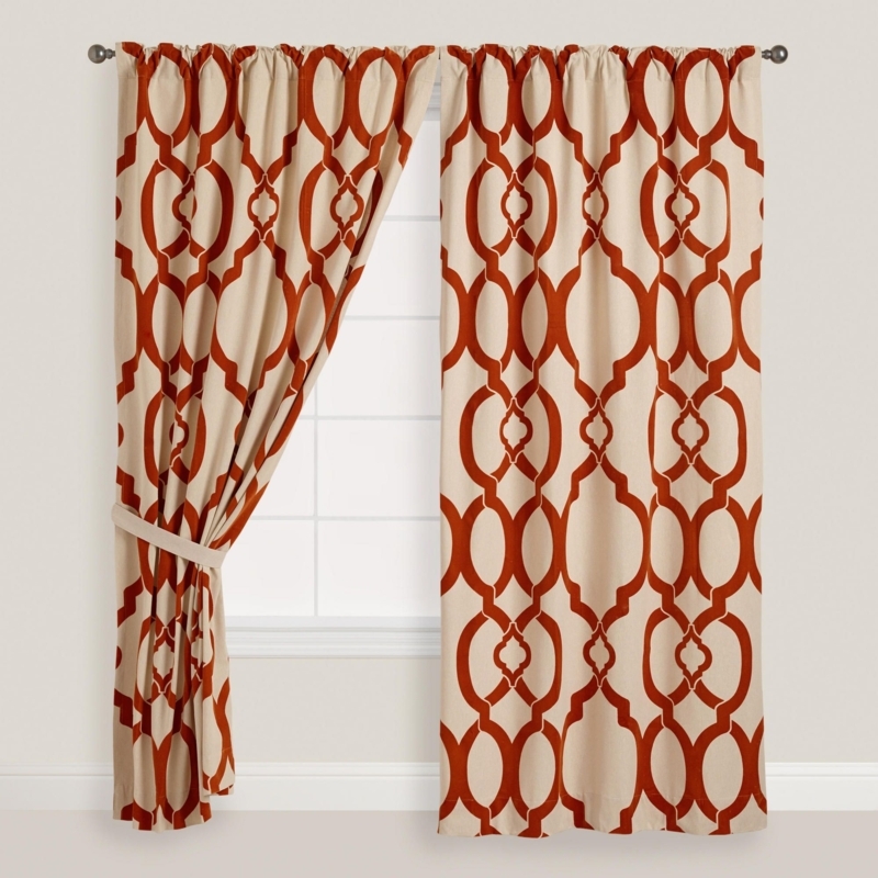 Rust Patterned Chambray Tab Top Curtains