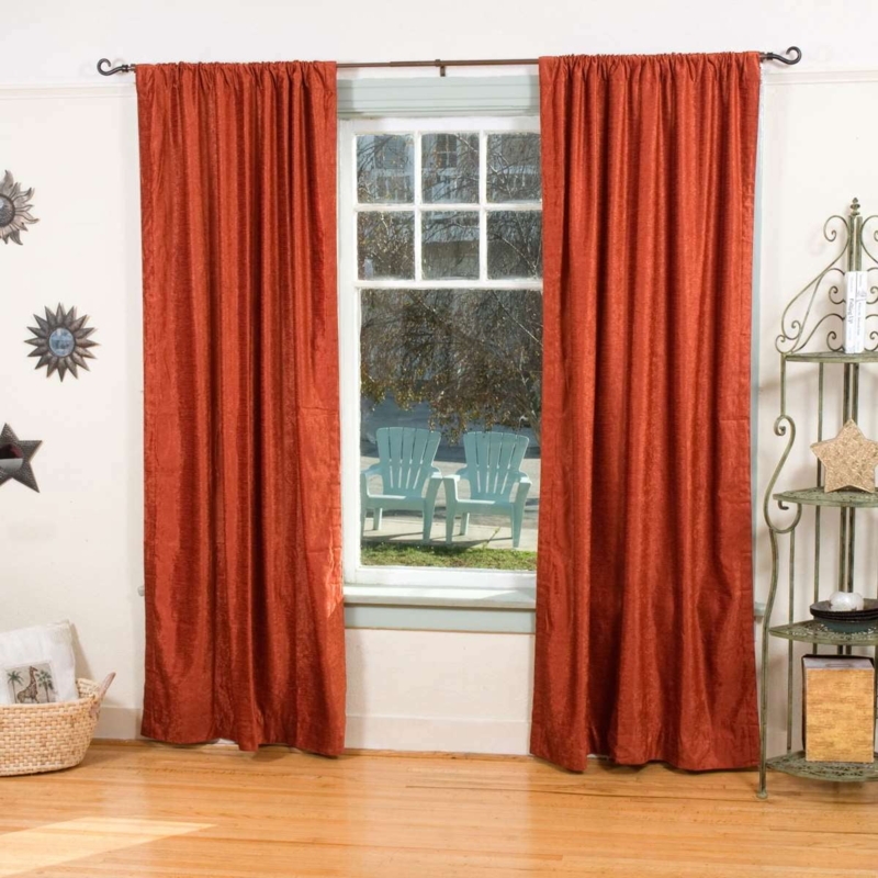 Rust Velvet Rod Pocket Curtains for Cozy Spaces