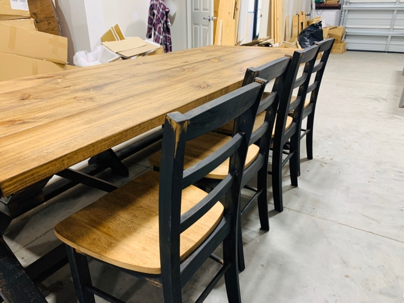 Rustic 8ft Pedestal Farmhouse Dining Table and Chairs