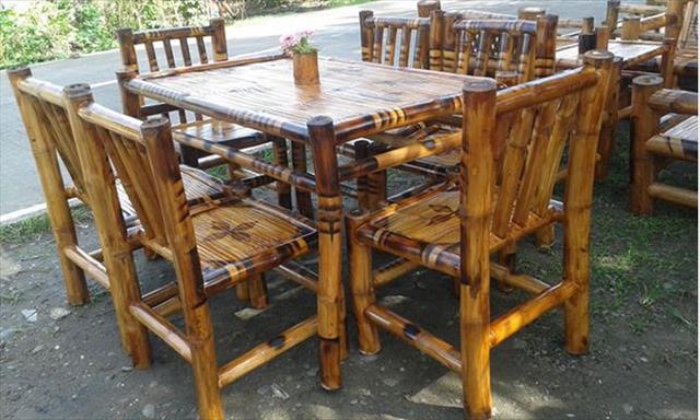 Rustic Bamboo Dining Room Furniture Set
