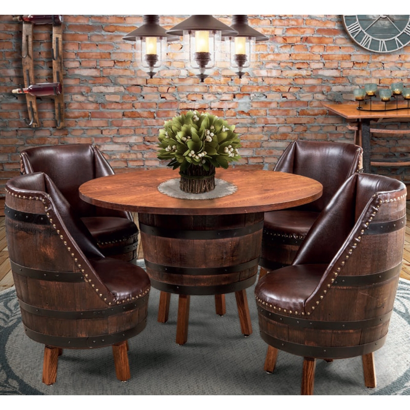 Rustic Barrel Amish Dining Room Set