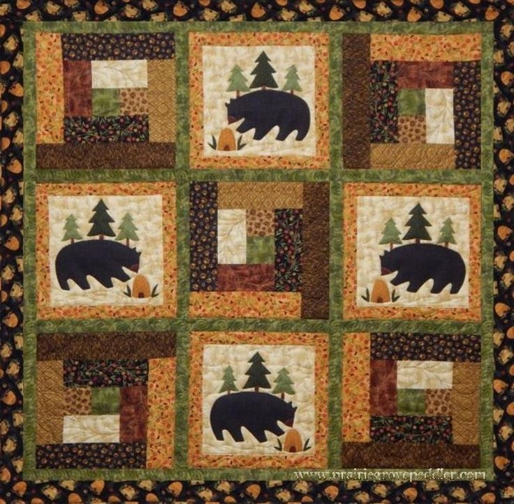 Rustic Bear Quilt for Cozy Cabin Decor