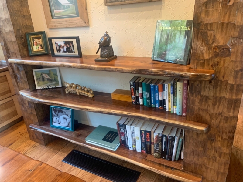 Rustic Built-In Cedar Live Edge Shelves