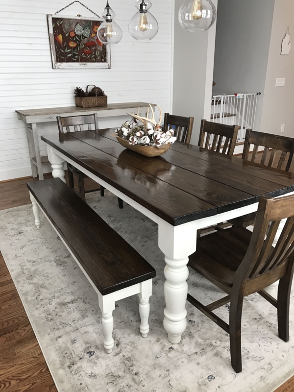 Rustic Farmhouse Dining Table with Bench Seating