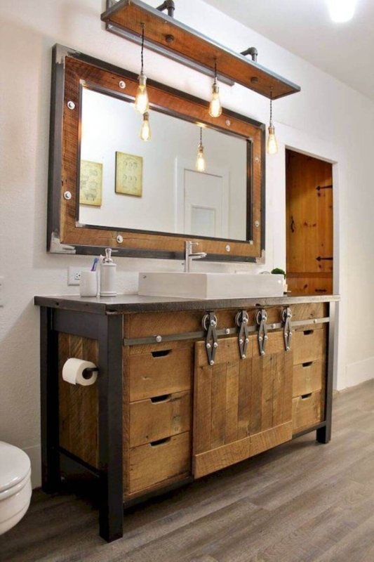 Rustic Farmhouse Industrial Bathroom Vanity Design
