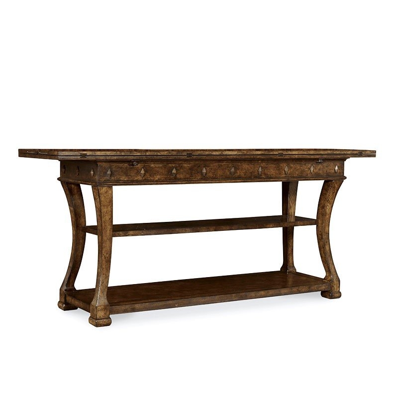 Rustic Firenze Flip Top Console Table with Shelves