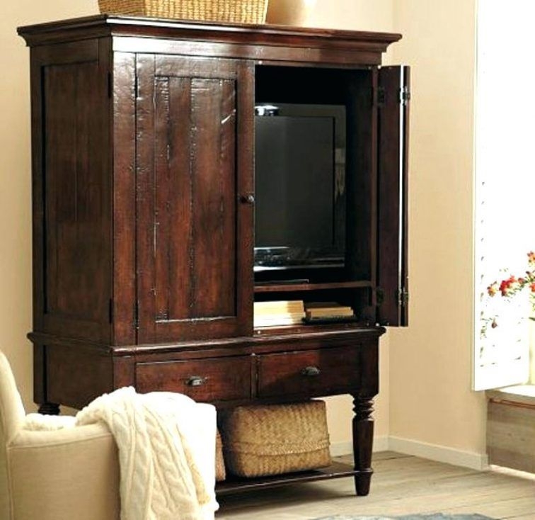 Rustic Flat Screen TV Armoire with Pocket Doors