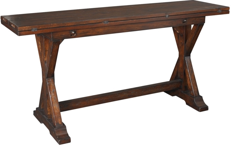 Rustic Flip Top Console Table with Storage