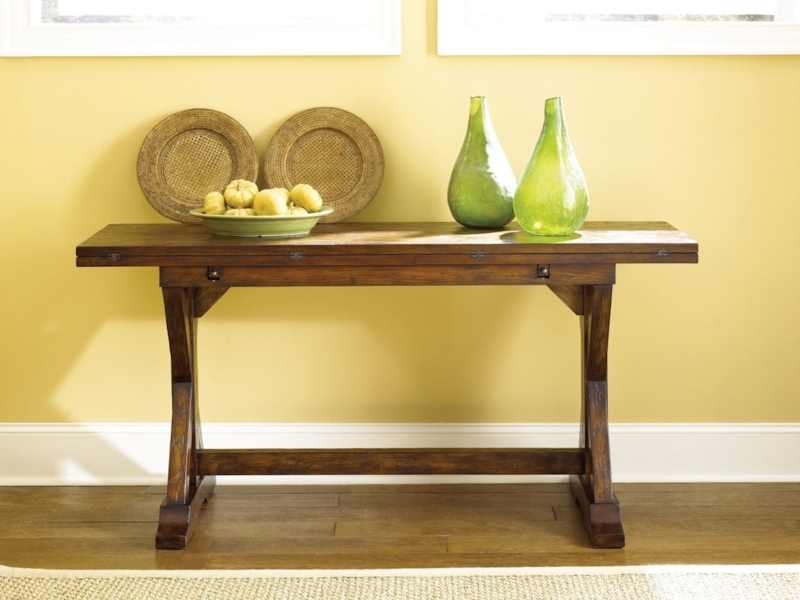 Rustic Flip Top Wooden Console Table