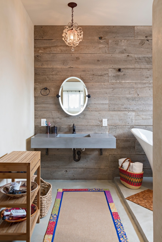 Rustic Industrial Bathroom Vanity with Concrete Sink