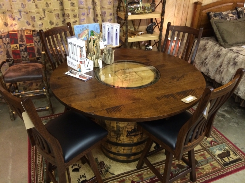 Rustic Jack Daniels Whiskey Barrel Dining Set