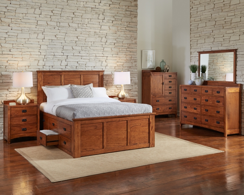 Rustic King Size Captain Bed with Storage Drawers