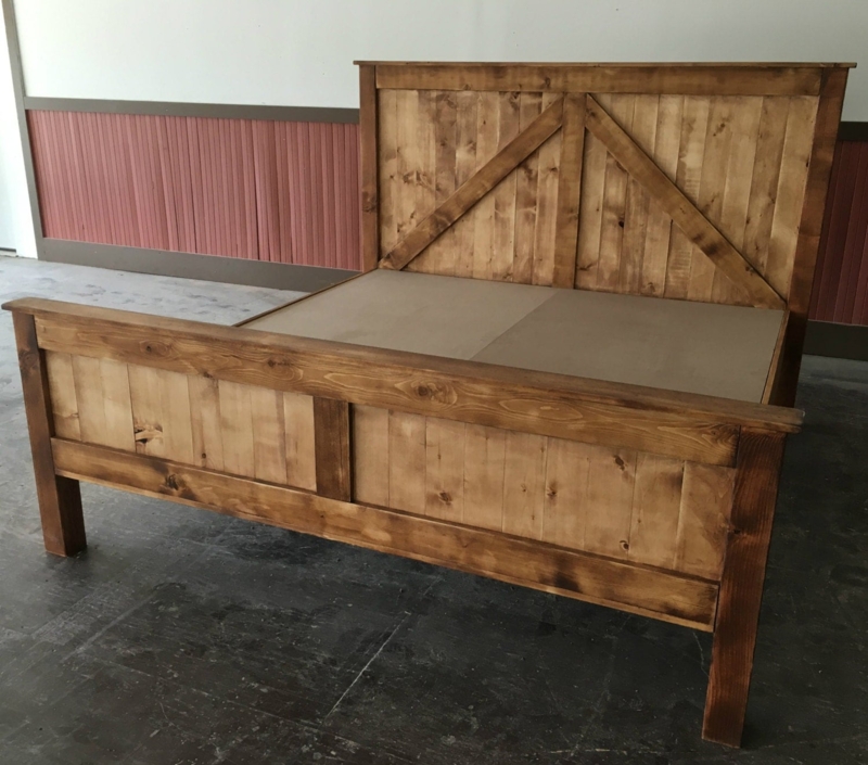 Rustic King Size Farmhouse Wooden Platform Bed