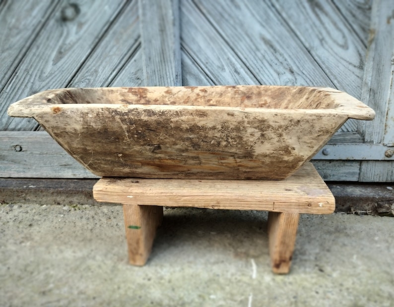 Rustic Large Wooden Dough Bowl for Cottage Decor