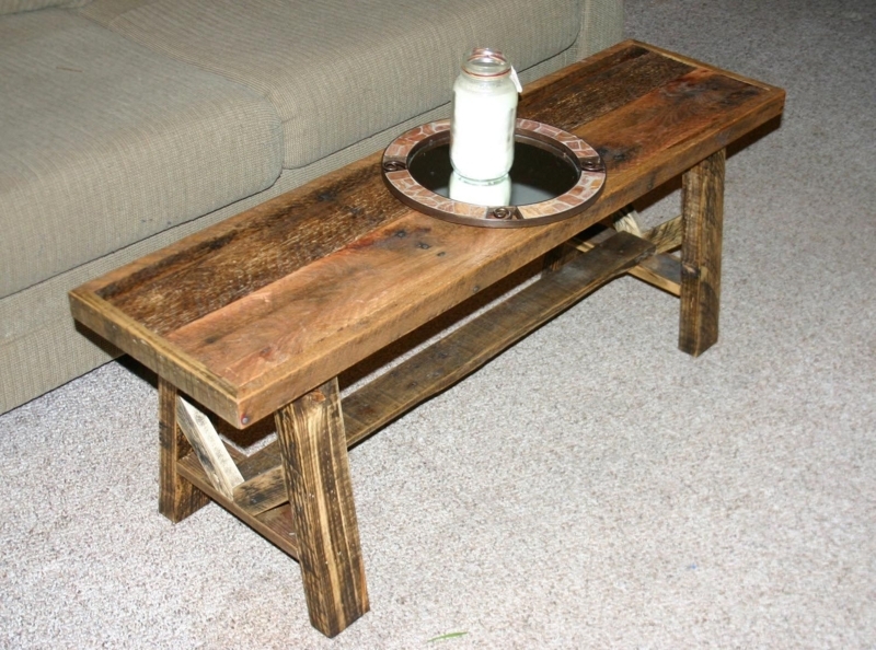 Rustic Long Narrow Wooden Coffee Table Design