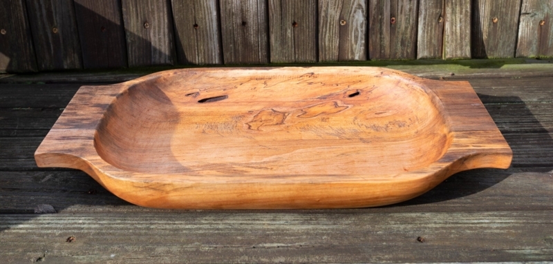 Rustic Maple Wooden Dough Bowl with Handles