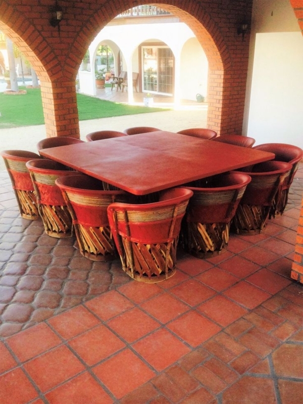 Rustic Mexican Equipales Dining Set with Large Table