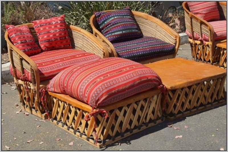 Rustic Mexican Patio Furniture with Colorful Cushions