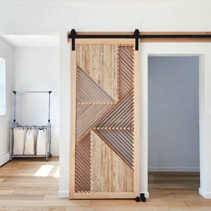 Rustic Reclaimed Wood Geometric Barn Door Design
