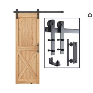 Rustic Sliding Barn Door Hardware Kit with Black Metal