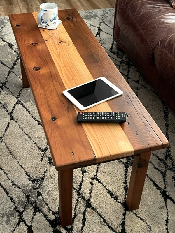 Rustic Slim Wooden Coffee Table for Small Spaces