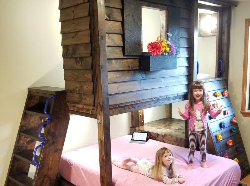 Rustic Tree Fort Bunk Bed for Kids' Bedroom