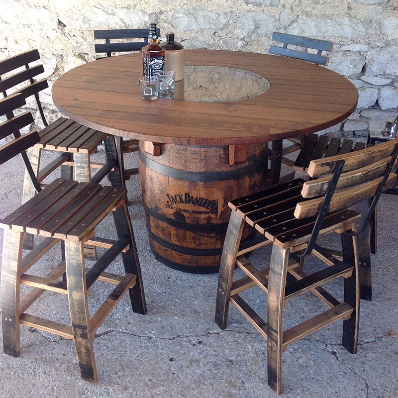 Rustic Whiskey Barrel Pub Table with Chairs
