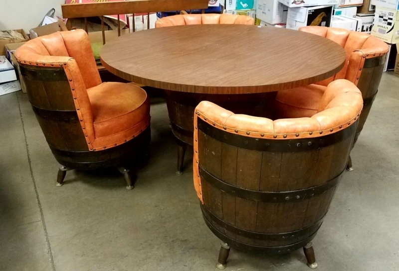 Rustic Whiskey Barrel Table and Chairs Set