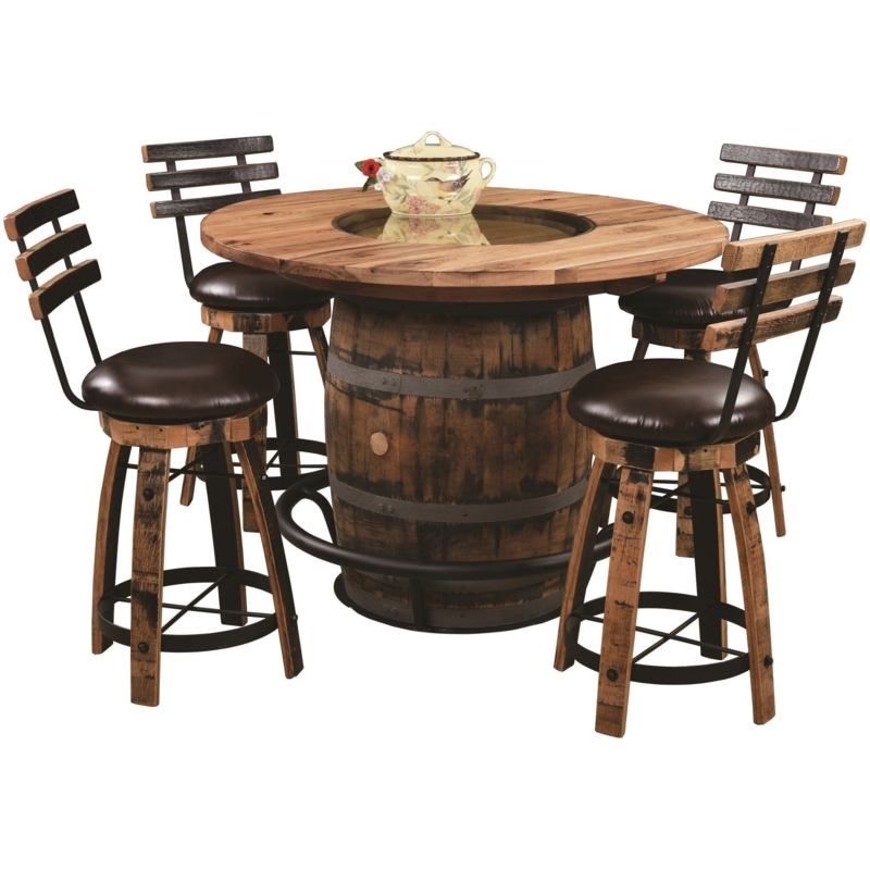 Rustic Whiskey Barrel Table with Sturdy Chairs