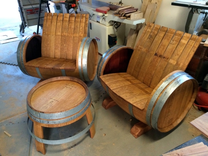 Rustic Wine Barrel Chairs and Table Set