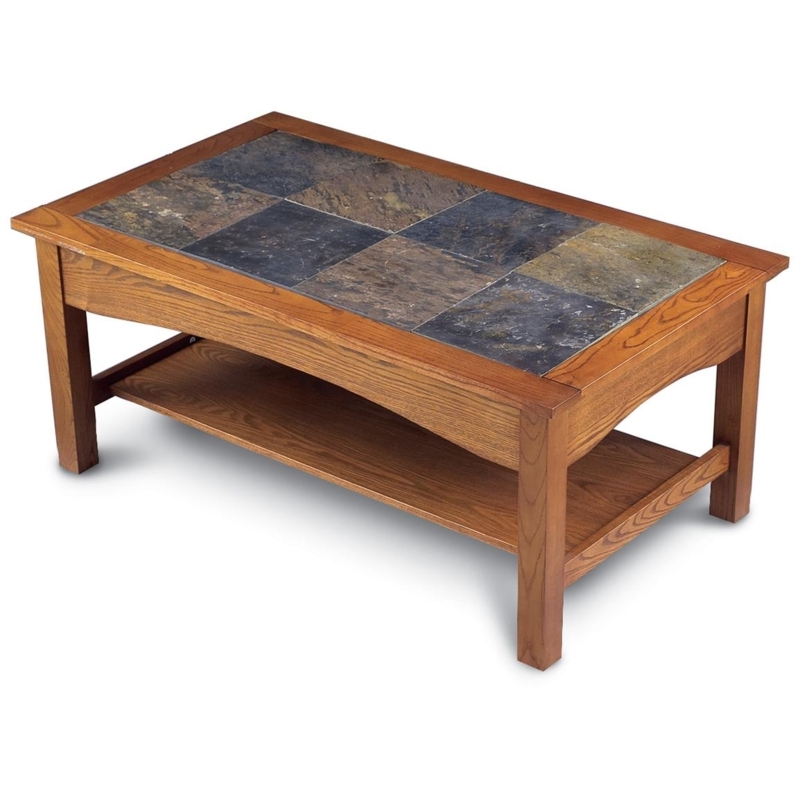 Rustic Wood and Slate Coffee Table Design