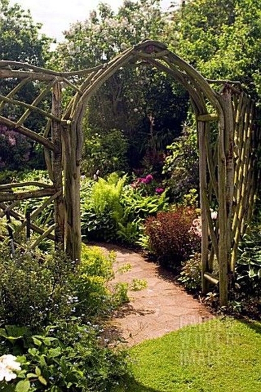Rustic Wooden Garden Archway Entrance Ideas