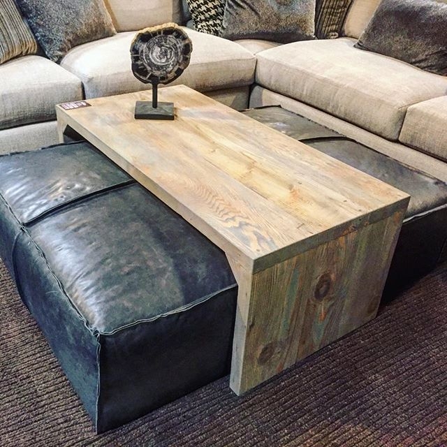 Rustic Wooden Over Ottoman Coffee Table Design