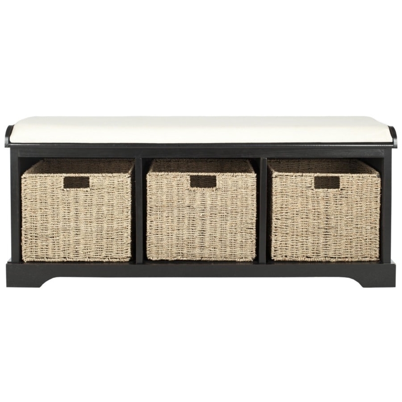 Safavieh Lonan Coastal Black/White Storage Bench at