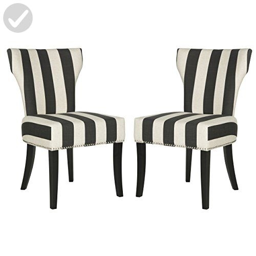 Safavieh Mercer Black and White Stripe Side Chairs