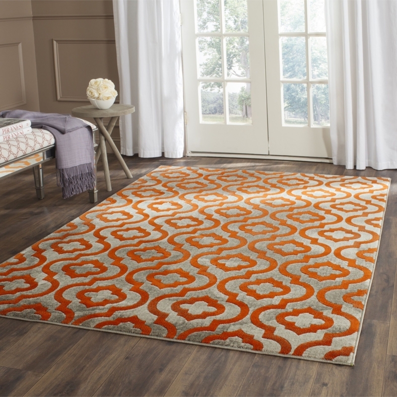 Safavieh Porcello Grey Orange Geometric Rug