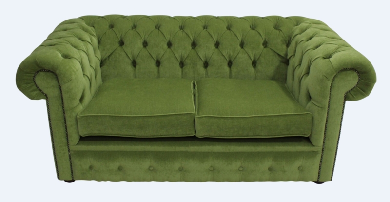 Sage Green Fabric Chesterfield Sofa with Classic Design