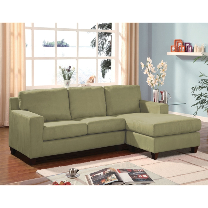 Sage Green Microfiber Sectional Sofa in Living Room