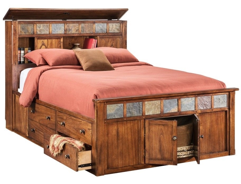 Sante Fe Dark Wood Queen Captain's Bedstead