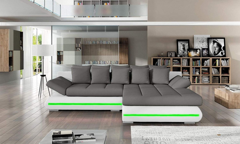 Sectional Sleeper Sofa Couch with Storage and LED Lights  Petagadget
