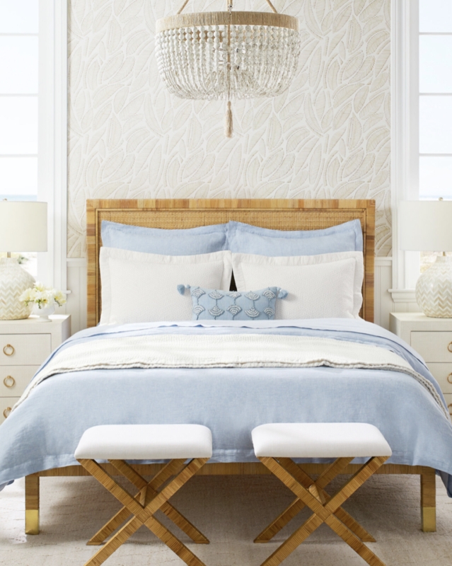 Serene Coastal Bed Frame with Light Blue Accents