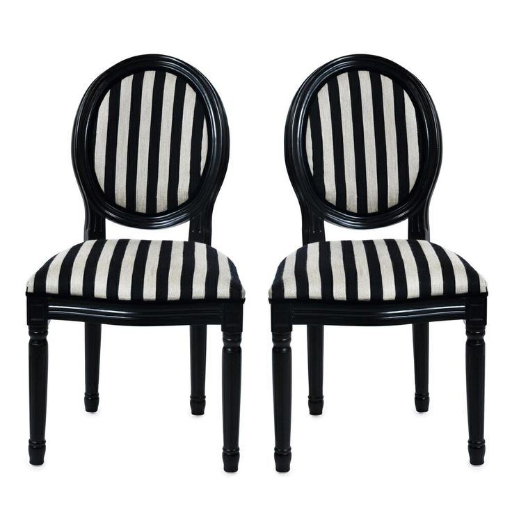 Set of 2 chairs MEDAILLION - striped black and white - Miliboo | Black ...