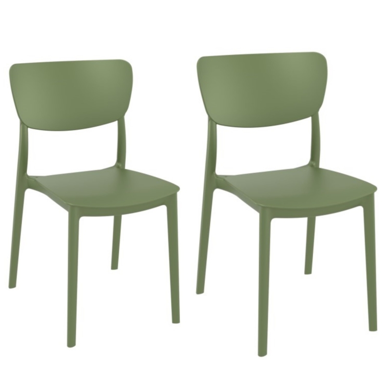 Set of 2 Modern Olive Green Dining Chairs