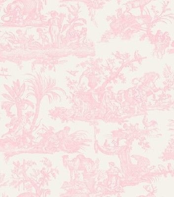 Shabby Chic Candy Pink Toile de Jour Feature Wallpaper 262994 Pink ...