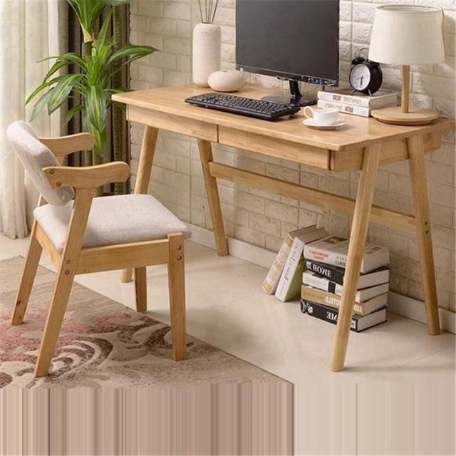 Simple Modern Wooden Desk and Chair Setup