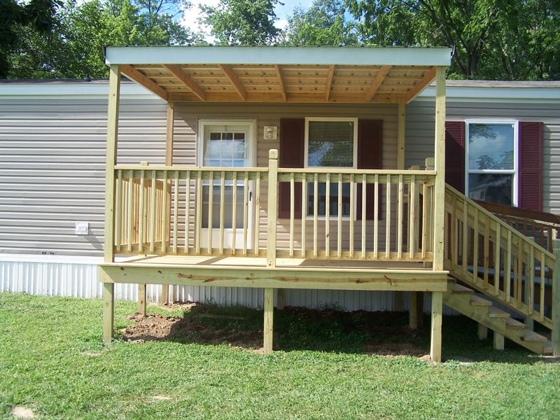 Simple Wooden Covered Deck with Safety Railing