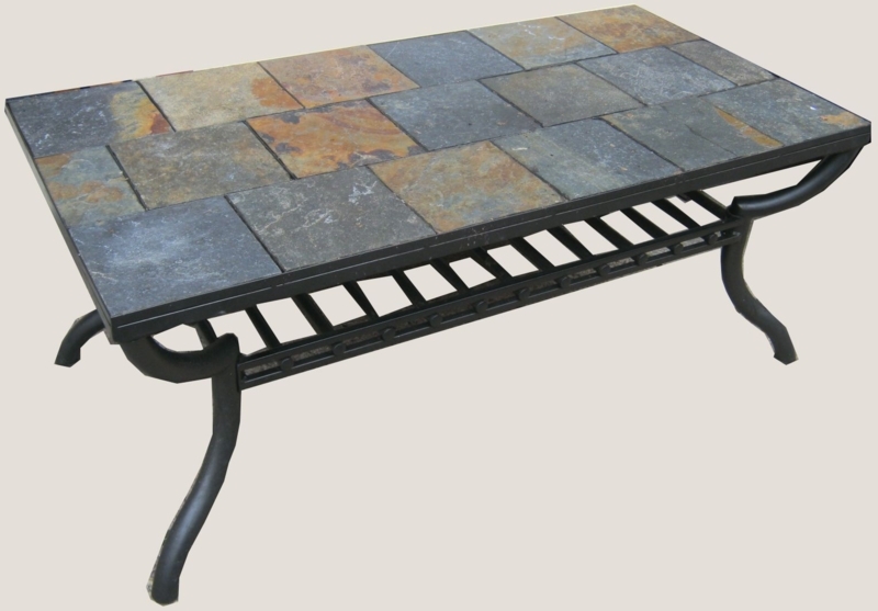 Slate Tile Coffee Table with Metal Frame