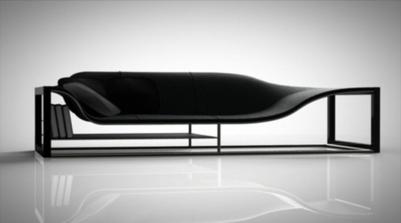 Sleek Minimalist Futuristic Black Sofa Design