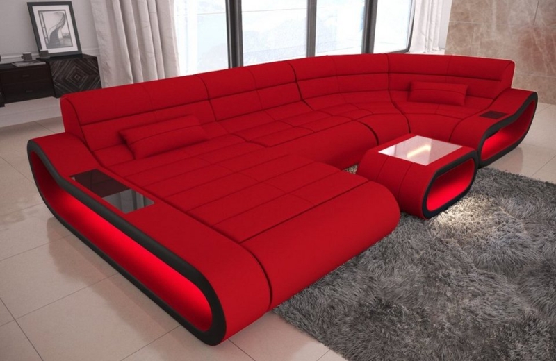Sofa Dreams Wohnlandschaft Concept M - U Form Stoffsofa, mit LED ...