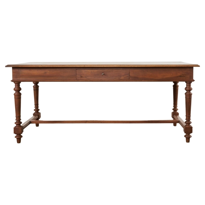 Solid Walnut French Country Desk with Leather Top